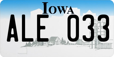 IA license plate ALE033