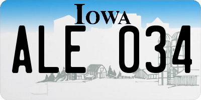 IA license plate ALE034