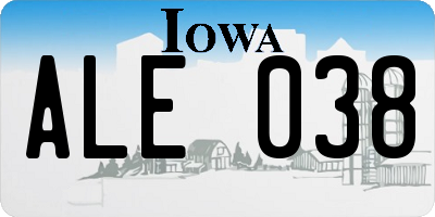 IA license plate ALE038