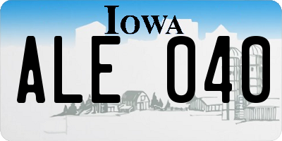 IA license plate ALE040