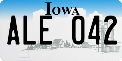IA license plate ALE042