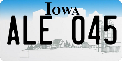 IA license plate ALE045