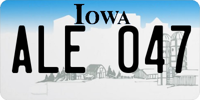 IA license plate ALE047
