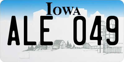 IA license plate ALE049