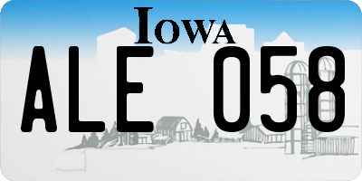 IA license plate ALE058