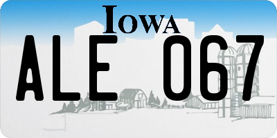 IA license plate ALE067