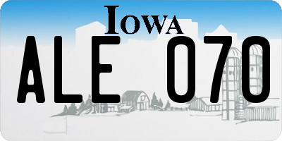 IA license plate ALE070