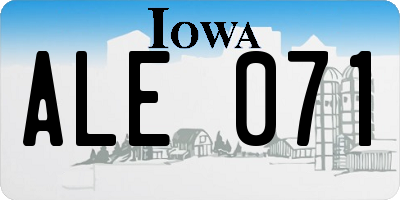 IA license plate ALE071