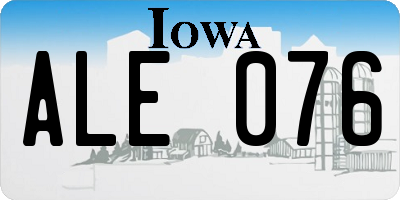 IA license plate ALE076