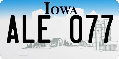 IA license plate ALE077
