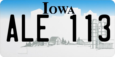 IA license plate ALE113
