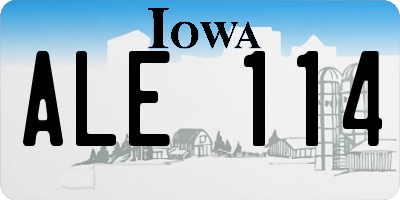 IA license plate ALE114