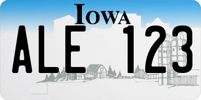 IA license plate ALE123