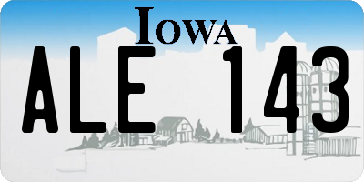 IA license plate ALE143