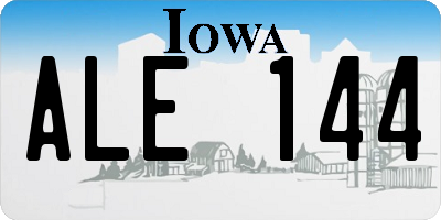 IA license plate ALE144