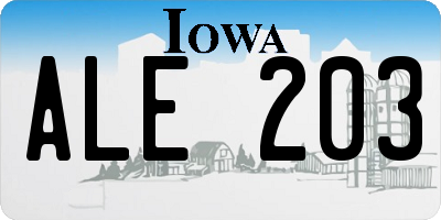 IA license plate ALE203
