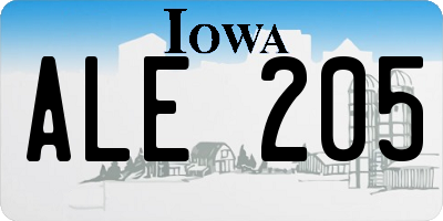 IA license plate ALE205