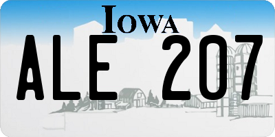 IA license plate ALE207