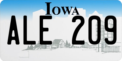 IA license plate ALE209