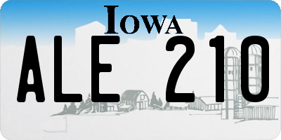IA license plate ALE210