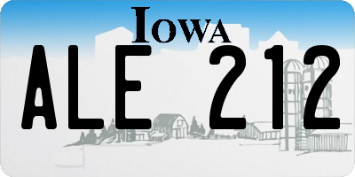 IA license plate ALE212