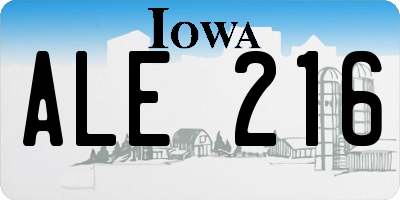 IA license plate ALE216