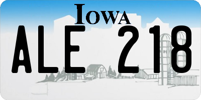 IA license plate ALE218