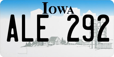 IA license plate ALE292