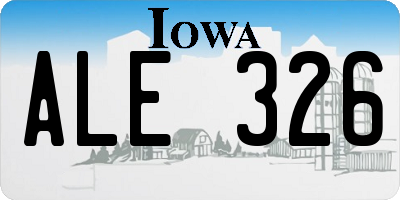 IA license plate ALE326