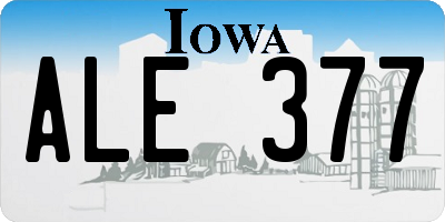 IA license plate ALE377