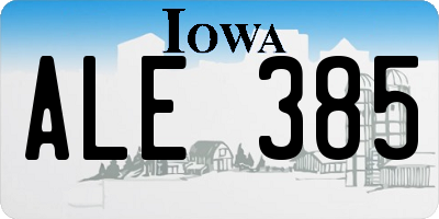 IA license plate ALE385