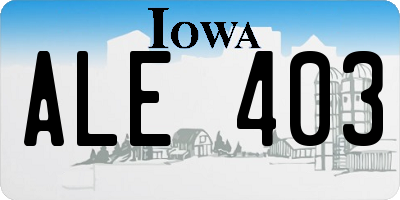 IA license plate ALE403