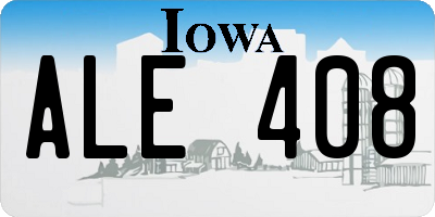 IA license plate ALE408