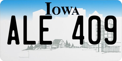 IA license plate ALE409