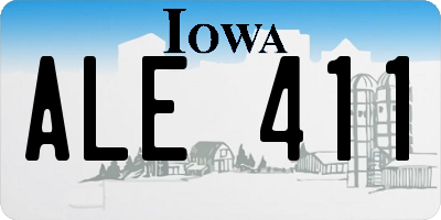IA license plate ALE411
