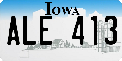 IA license plate ALE413