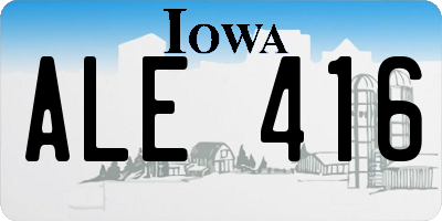 IA license plate ALE416