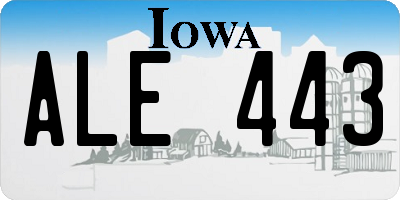 IA license plate ALE443