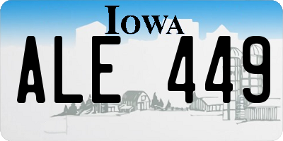 IA license plate ALE449