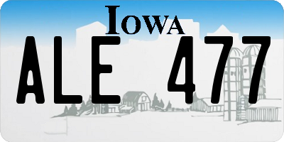 IA license plate ALE477