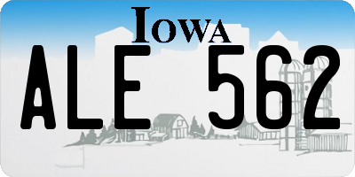 IA license plate ALE562