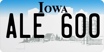 IA license plate ALE600