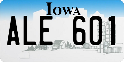 IA license plate ALE601