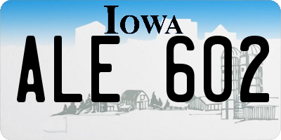 IA license plate ALE602