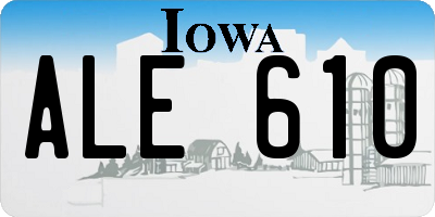 IA license plate ALE610
