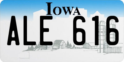 IA license plate ALE616