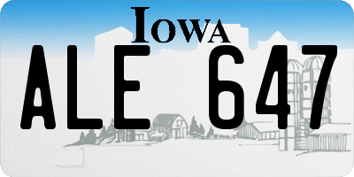 IA license plate ALE647