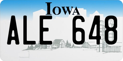IA license plate ALE648
