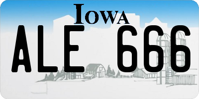 IA license plate ALE666