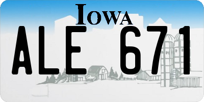 IA license plate ALE671